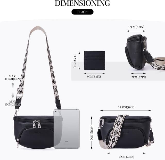 Detalle 2 de MUIIKOLA Kleine Damen-Umhängetaschen: Bauchtasche/Crossbody Bag mit RFID-Kartenschlitzen