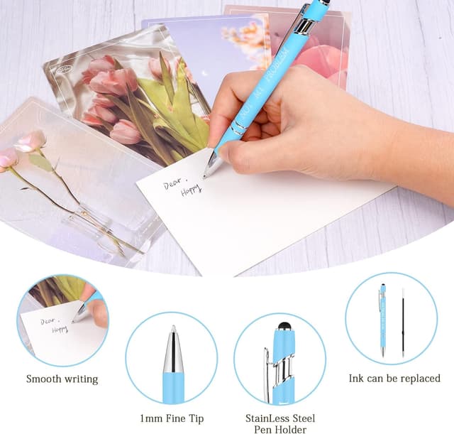 Detalle de AUAUY Quotes Pens 10-Pack Ballpoint Pens with Stylus Tip (Black Ink)