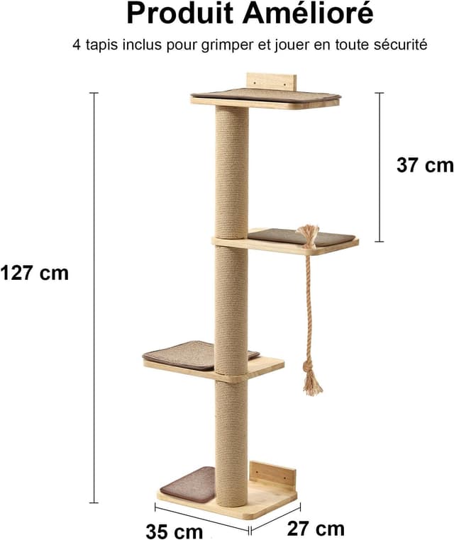 Thumbnail 1 de FUKUMARU Arbre à chat mural 127 cm 🐱