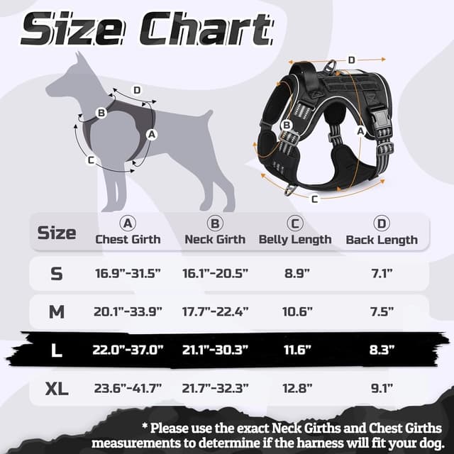 Detalle de rabbitgoo Hundegeschirr für große Hunde (L, Schwarz) – anti Zug, verstellbar mit Metallschnallen