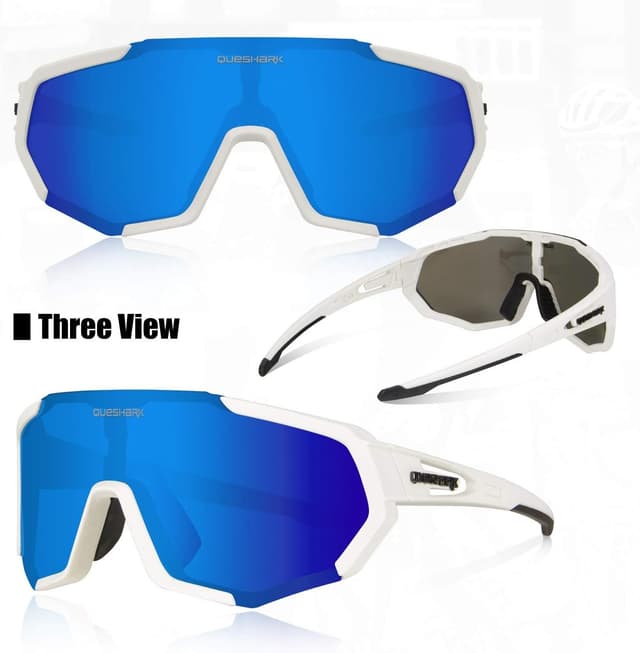 Detalle de Queshark Occhiali Ciclismo Polarizzati con 5 Lenti Intercambiabili (TR90) per corsa, MTB e running
