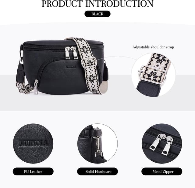 Detalle 2 de MUIIKOLA Kleine Damen-Umhängetaschen: Bauchtasche/Crossbody Bag mit RFID-Kartenschlitzen