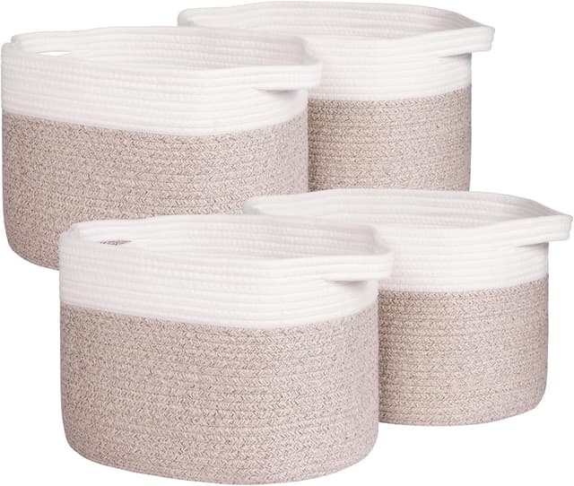 Thumbnail 6 de Univivi 3-Pack Rope Storage Baskets (White/Grey) for Shelves & Home Organisation