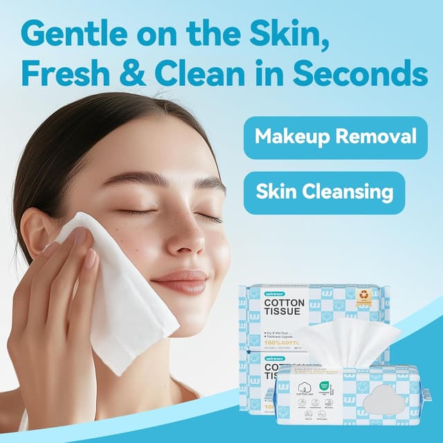 Detalle de Winner Soft Face Towels Thick Disposable Facial Towelettes (Unscented, Hangable Packs)