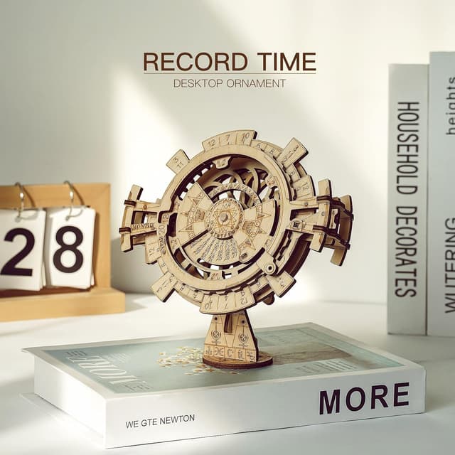 Detalle 2 de Robotime 3D Perpetual Calendar Wooden Model Kit (Adult Jigsaw-Style Brain Teaser)