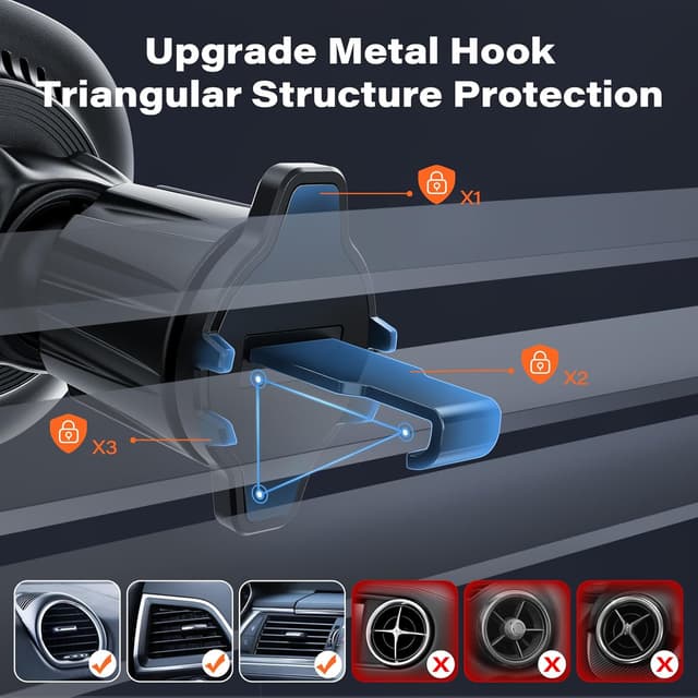 Detalle 2 de A2C QI2 15W MagSafe car mount charger – 2-in-1 magnetic dashboard/air vent holder
