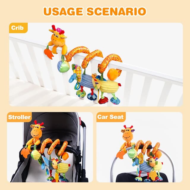 Thumbnail 6 de Jollybaby Crib Stroller Car Seat Toys (Spiral Hanging Sensory Toy with Music Box & Teether) for Baby 0–12 Months