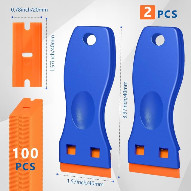 Thumbnail 1 de 2Pcs Plastic Scraper 100 blades — scraper kit