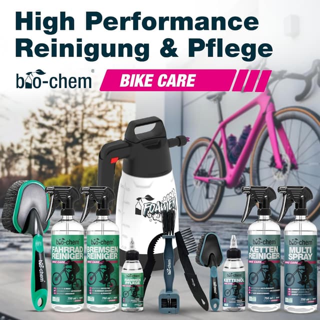 Thumbnail 6 de bio-chem CLEANTEC Bio-chem Pflegeset für Fahrrad & Mountainbike – Profi-Reinigungs-Set mit 7 Teilen (750 ml Reiniger, 750 ml Kettenentfetter, 100 ml Schmieröl)
