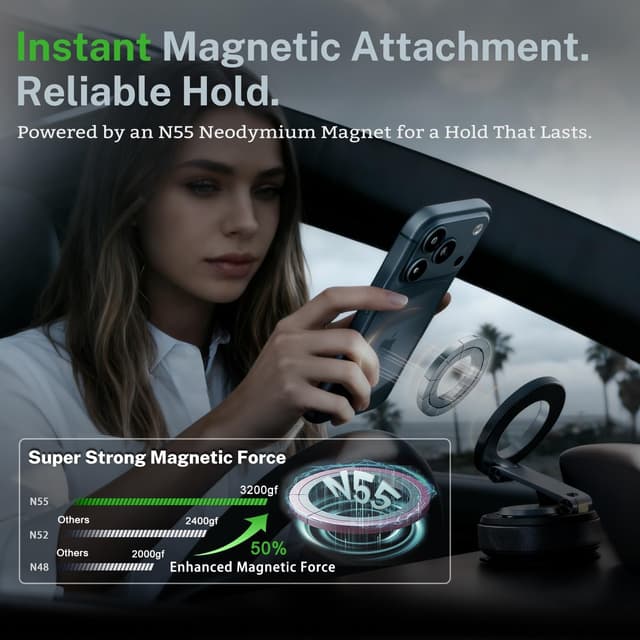 Detalle de Jkoailiwi Magnetic car phone holder with 360°