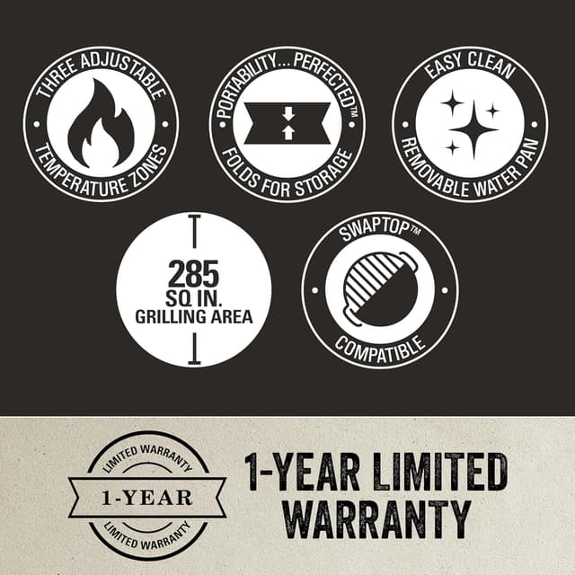 Detalle de Coleman RoadTrip 285 Portable Stand-Up Propane Grill (3 Adjustable Burners, Instastart Ignition)