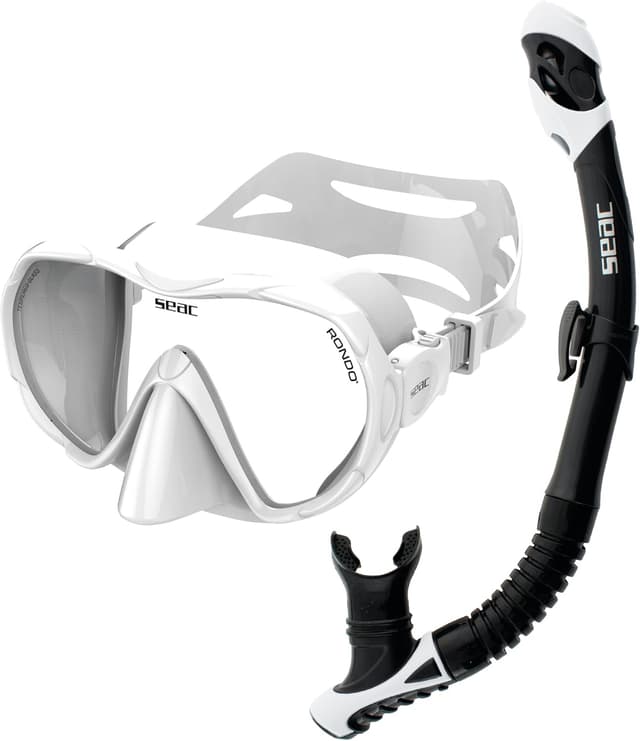 Detalle de SEAC Set bis Rondò Dry: set snorkeling completo per adulti con maschera frameless e snorkel Dry Top