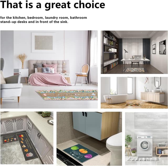 Detalle 1 de HZVRTN Lot de 2 tapis cuisine lavables