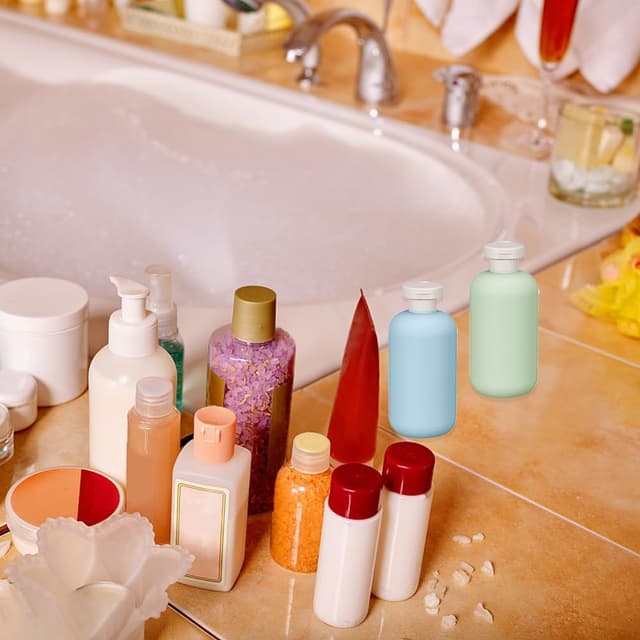 Detalle 2 de Auswalar 4 x 200ml Flip Cap Bottles (Empty Refillable Travel Containers) for Shampoo & Shower Gel