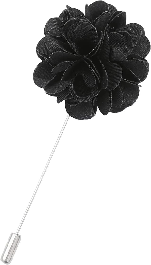 Thumbnail 4 de DQT Men Satin Floral Lapel Pin Boutonniere for Wedding Suit