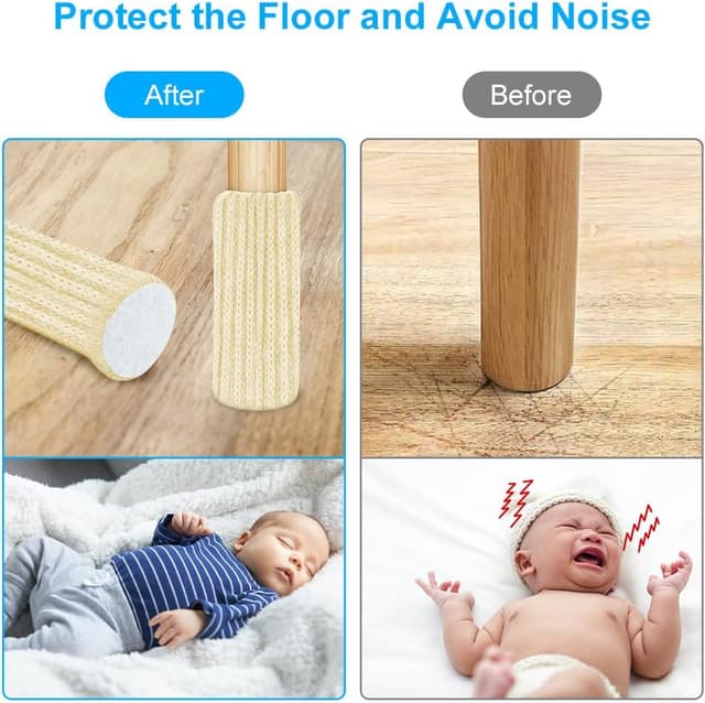 Detalle de OSDUE set da 24 calzini per sedie in maglia antiscivolo con protezione per gambe e pavimenti