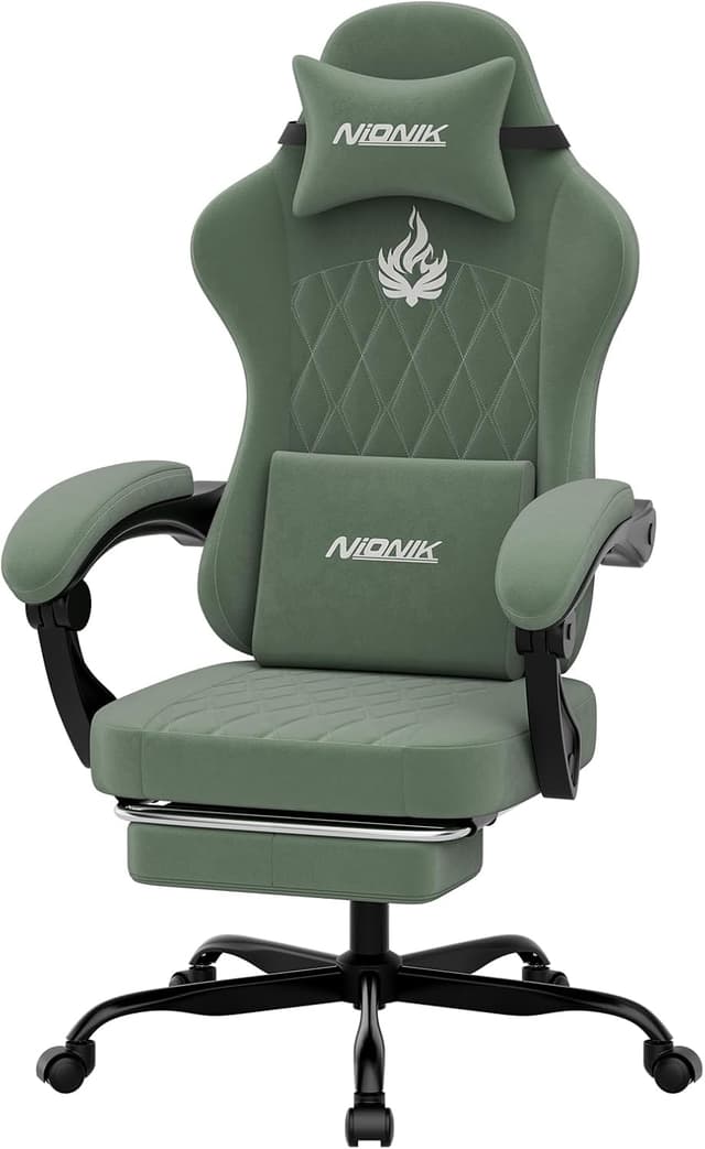 Detalle 1 de NIONIK Gaming Stuhl für Ergonomie grün