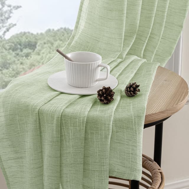 Detalle de MIULEE Leinenoptik Vorhang mit Ösen – 2er-Set 140x145 cm, Grün