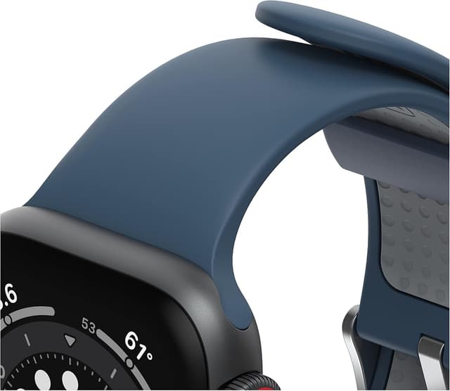 Detalle de OtterBox All Day Watch Band for Apple Watch 40/41/42mm (Blue/Grey) – durable soft-touch silicone replacement strap