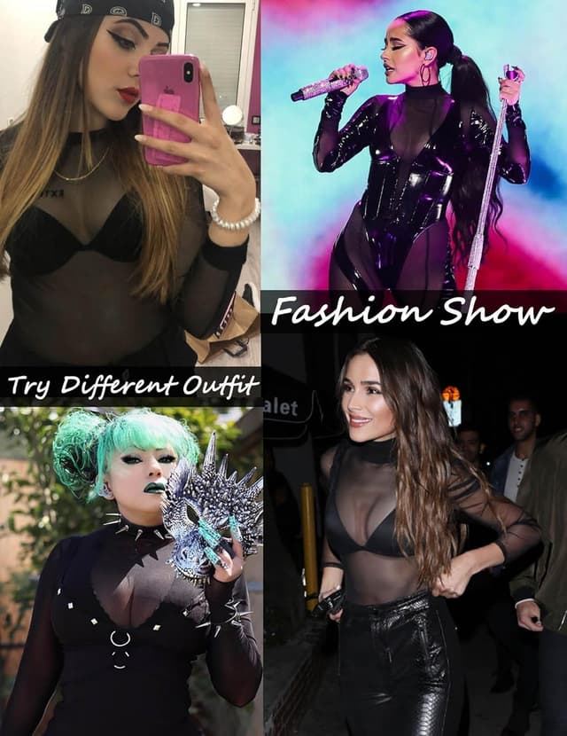 Thumbnail 4 de Avidlove Body Donna Top in Rete Maniche Lunghe