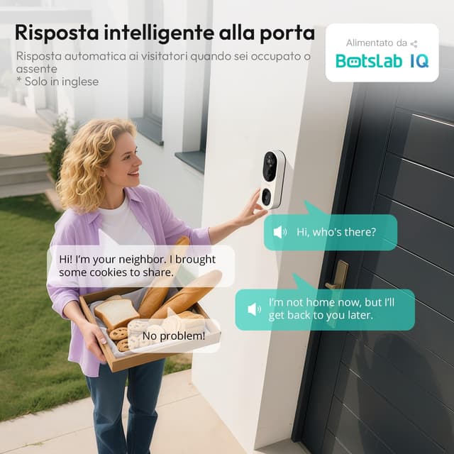 Detalle de BOTS LAB Videocitofono Wi‑Fi 2K con Chime e 2,4 GHz, video campanello con audio bidirezionale e visione notturna IP66 (nero)