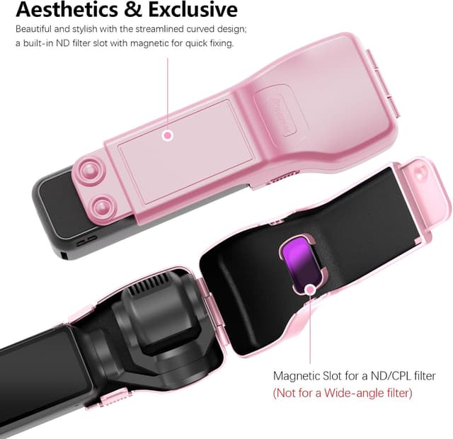 Detalle de AMAZEAR custodia protettiva per DJI Osmo Pocket 3 con copriobiettivo, rigida con rivestimento morbido (rosa)