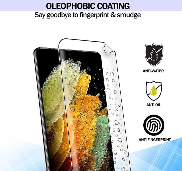 Detalle de RKINC 2er Schutzfolie für Samsung Galaxy S21 Ultra (4D, nicht-Glas) – HD klarer Displayschutz mit Fingerabdruck-Setup