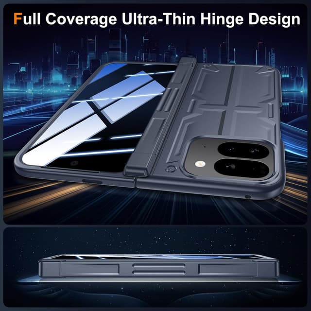 Detalle 2 de Kaiiecal Thin Hinge Stand Case for Google Pixel 9 Pro Fold with Privacy Protector (Blue)