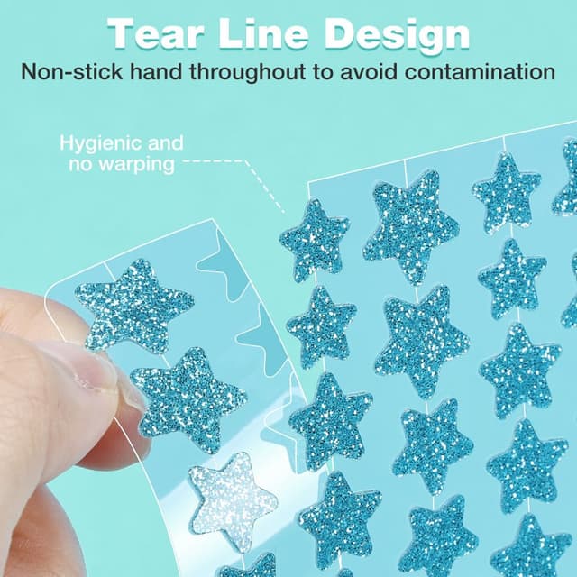 Detalle de BUTBU 400 Stück sternförmige Hydrocolloid-Pimple-Patches (Tag & Nacht, 2-in-1) mit Teebaumöl & Centella