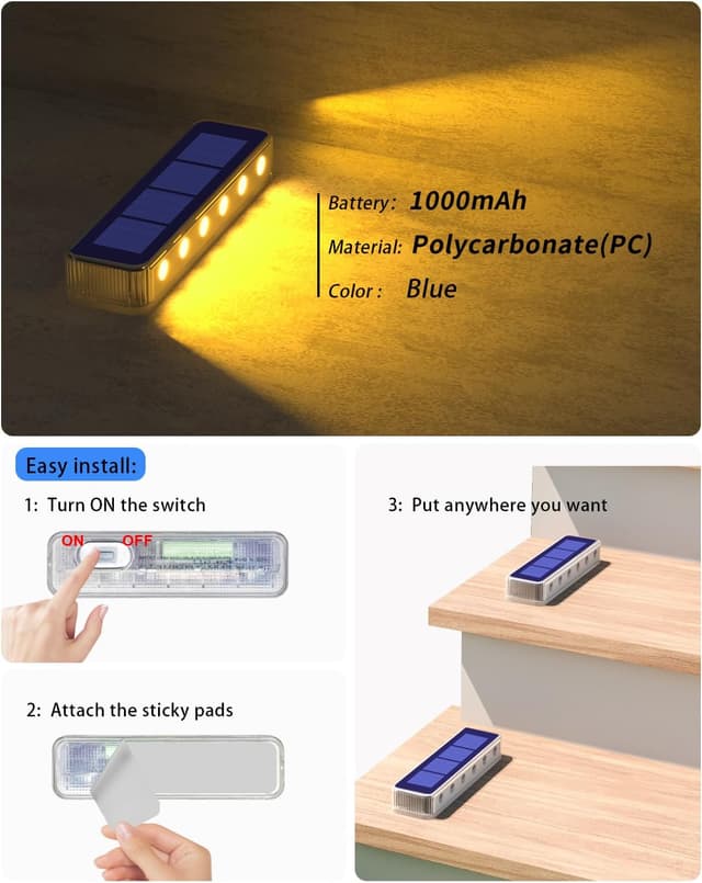 Detalle de DetarZinLED Luci Solari da Esterno per Giardino e Scale, set da 6 pezzi, IP68