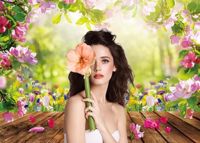 Detalle 2 de AIIKES 7x5FT Spring Photography Backdrop – Spring Natural Scenery Flower Vinyl Cloth Banner (12-661)