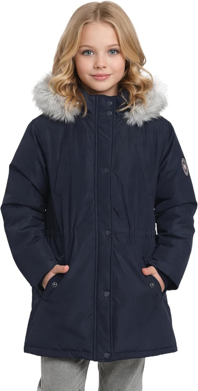 Thumbnail 6 de SOLOCOTE Manteau hiver imperméable pour filles – parka longue avec capuche, épaisse et doublée polaire