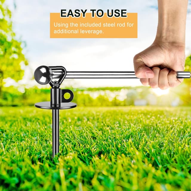 Detalle 2 de SELEWARE Dog Tie Out Stake Outdoor Anti-Rust Ground Anchor for Large Dogs up to 220 lbs