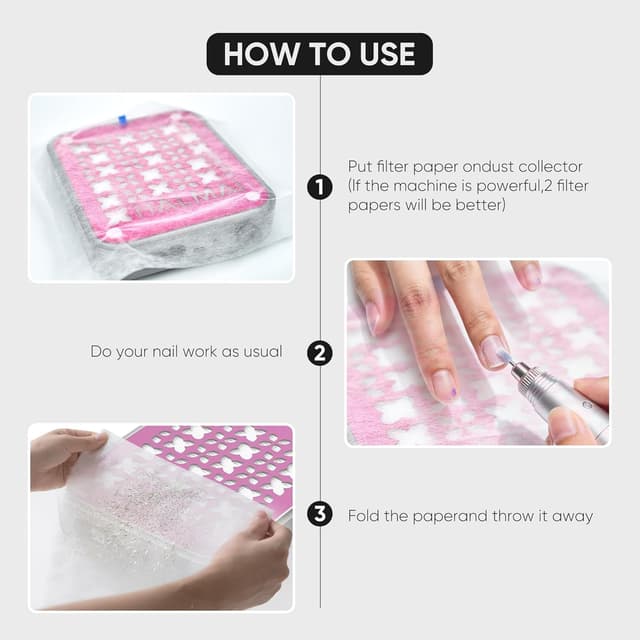 Thumbnail 4 de HALMAI 200 fogli carta filtro per aspirapolvere unghie (bianco) — filtri monouso per depolveratori