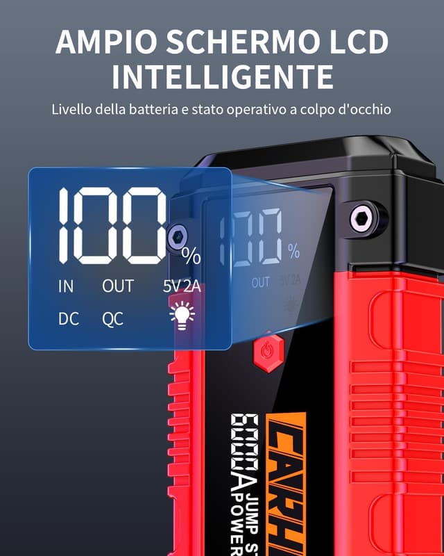 Detalle de CARHEV Avviatore Batteria Auto 6000A per auto fino a 10L