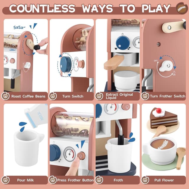 Thumbnail 3 de GAGAKU Kaffeemaschine Kinder Holz 15 Teile