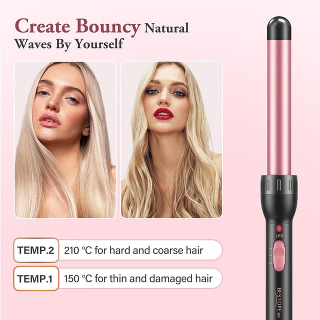 Detalle de BESTOPE MIX Boucleur à cheveux 5 en 1 avec lisseur – kit de bouclage et embouts 10 à 32 mm