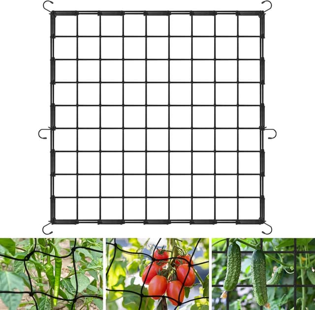 Detalle de OFFCUP rete a traliccio 90 x 90 cm elastica con 6 ganci in acciaio per piante rampicanti e idroponica