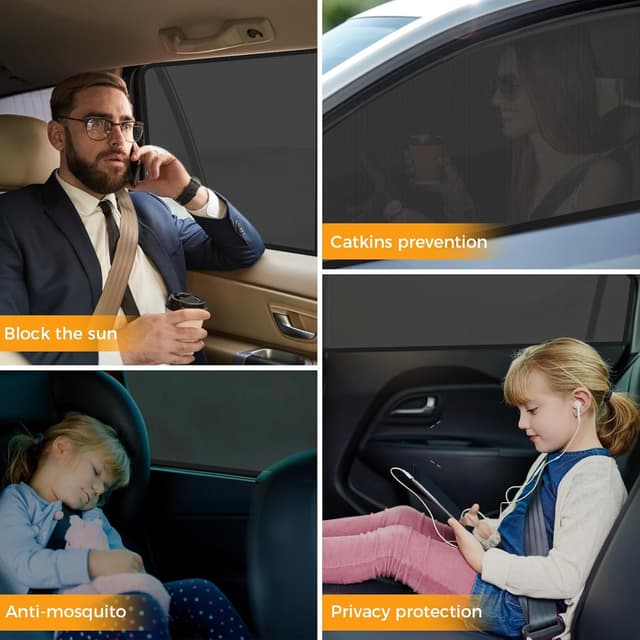 Detalle de Sonnenschutz Auto Baby CNMTCCO – 2-teiliges Auto-Netz mit UV- und Blendschutz für die Heckscheibe