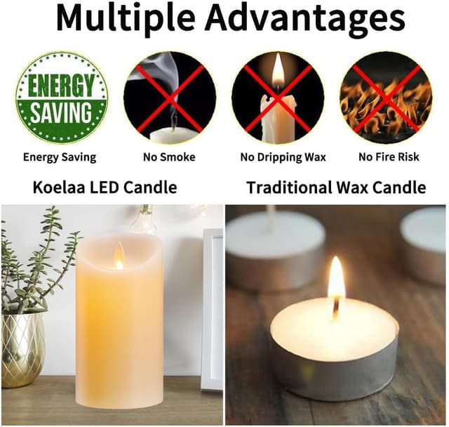 Detalle 2 de Koelaa Velas LED Pack 2 con mando 7.5x15 cm