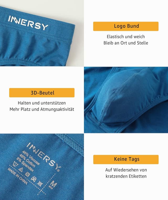 Detalle de INNERSY Herren Slip – weiche, atmungsaktive Sport-Basics im 4er Pack