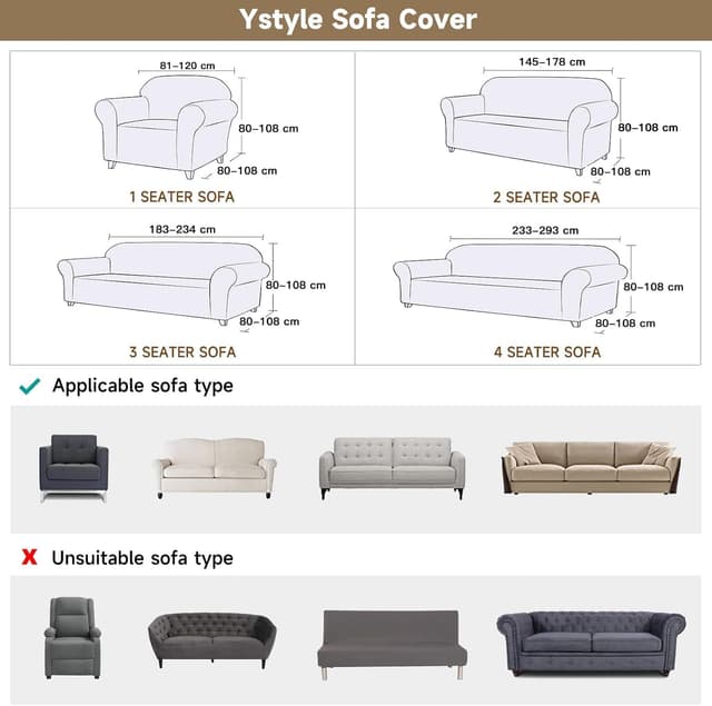 Detalle de Ystyle Housse de canapé extensible 4 places avec accoudoirs, beige jaune