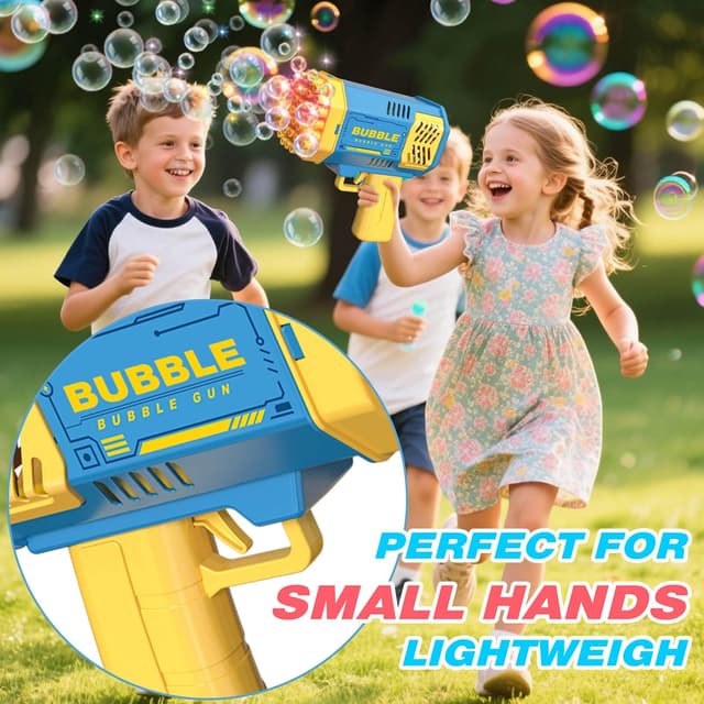Detalle 2 de JONEG 2-Pack Bubble Machines for Kids (Ages 3–8) with Bubble Solution