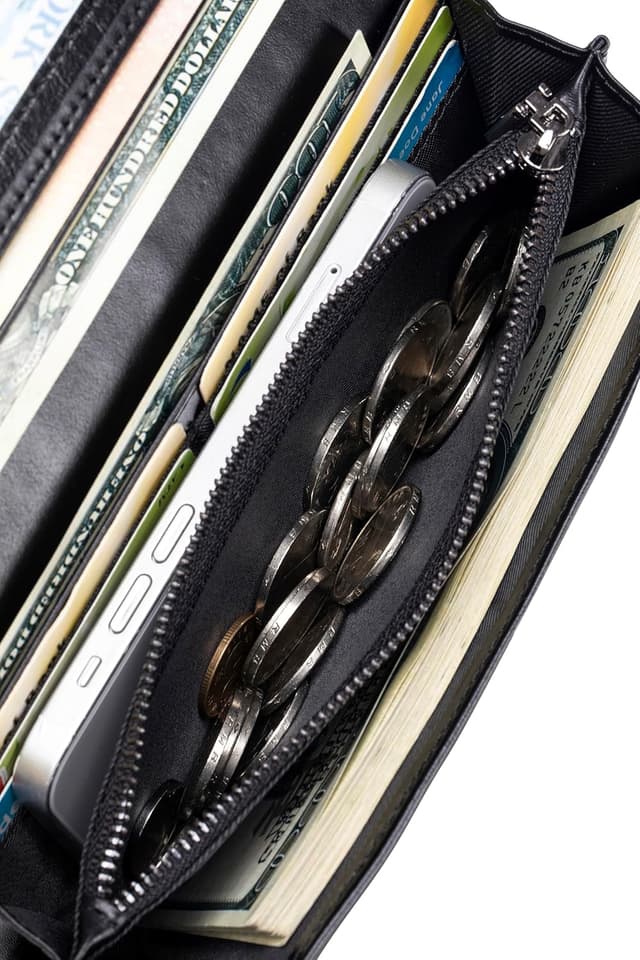 Thumbnail 6 de SCHLATUM Slim Wallets for Women RFID Blocking leather bifold with coin pocket & ID window, Black