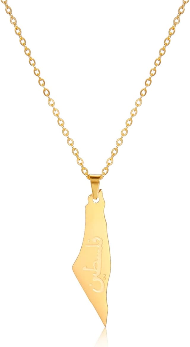 Detalle de EUEAVAN Palästina-Halskette mit Kontur-Karten-Anhänger aus Edelstahl