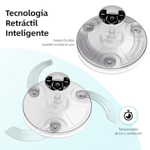 Detalle de Ventilador de techo LEDUNI con luz, mando y motor DC 30W de 6 velocidades (50 cm, blanco mate)