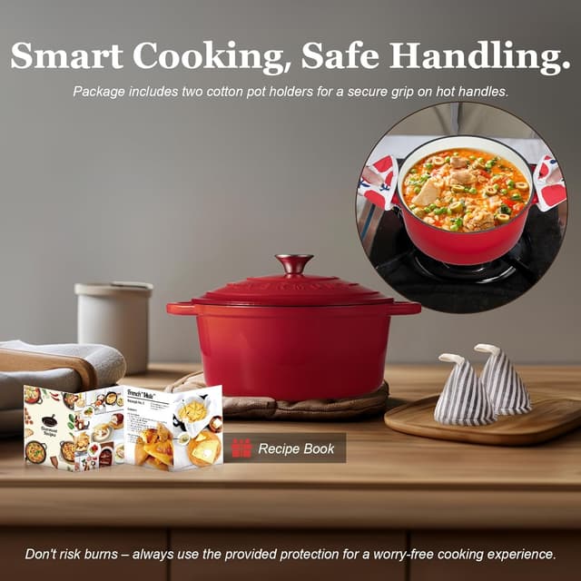 Thumbnail 4 de Overmont 5.5QT Enameled Cast Iron Dutch Oven 🍲