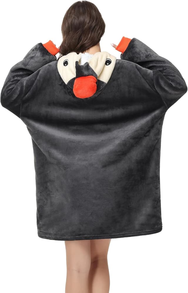 Detalle de LATH.PIN plaid à capuche motif panda en grandes tailles unisexe (sweat-shirt chaud)