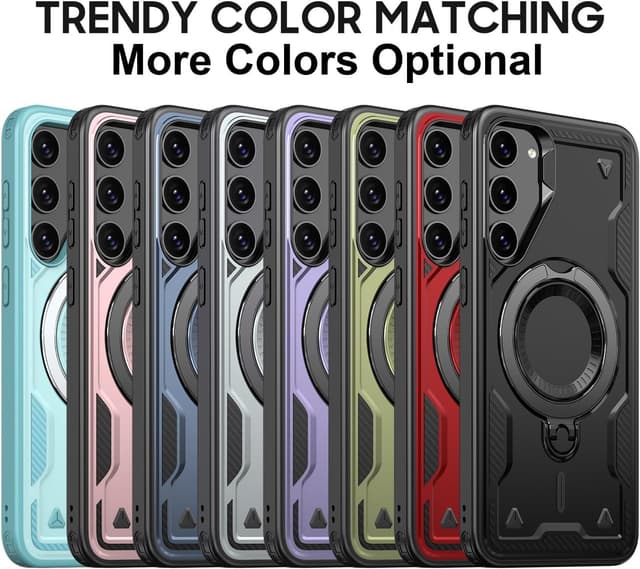 Thumbnail 6 de Tuvror Hülle für Samsung Galaxy S23 – 360° drehbarer Ständer, stoßfester Rundumschutz (Rot)