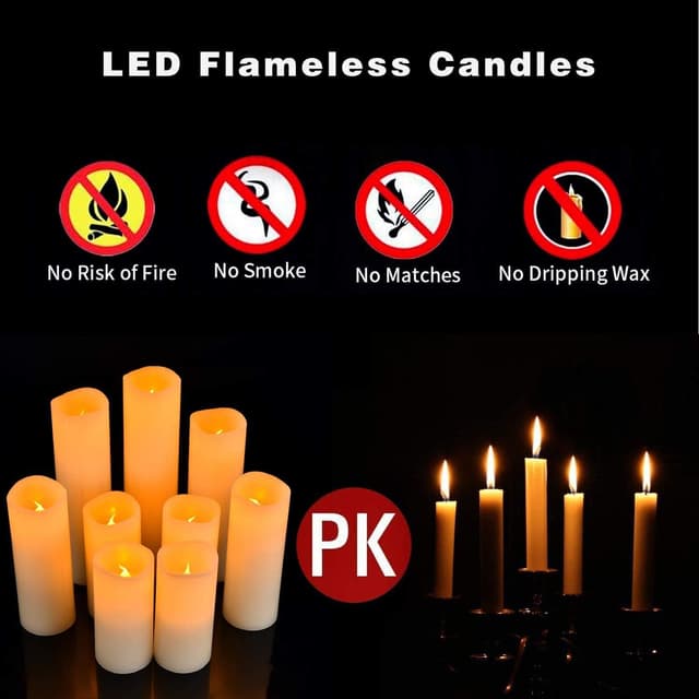 Detalle de HANZIM LED Flameless Candles (Ivory) with 10-key remote and 24-hour timer